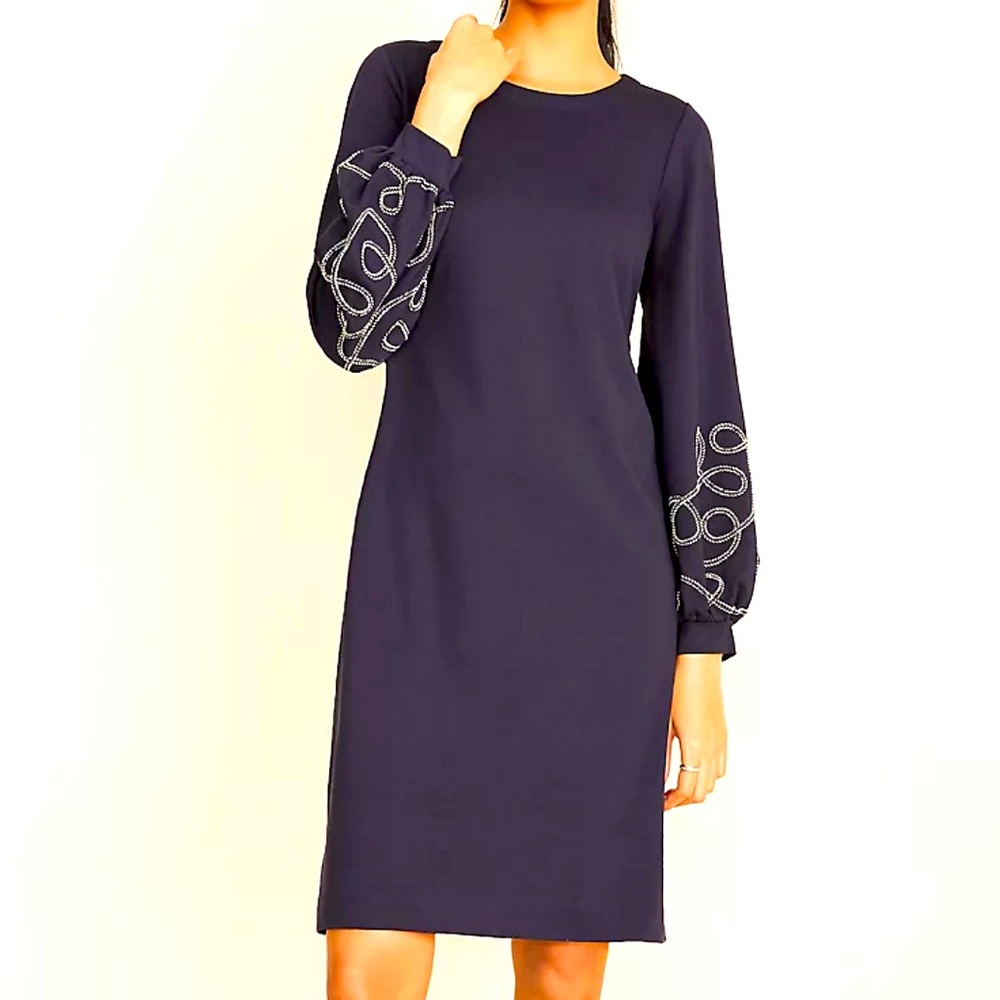 Ann Taylor Braided Sleeve Pointe Shift Dress Size SP